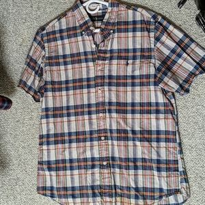 Men's Large plaid Polo short sleeve button up